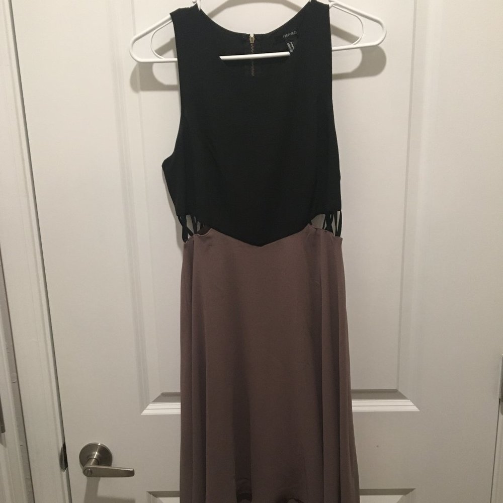 Black and Taupe Forever 21 Dress with Cutouts
